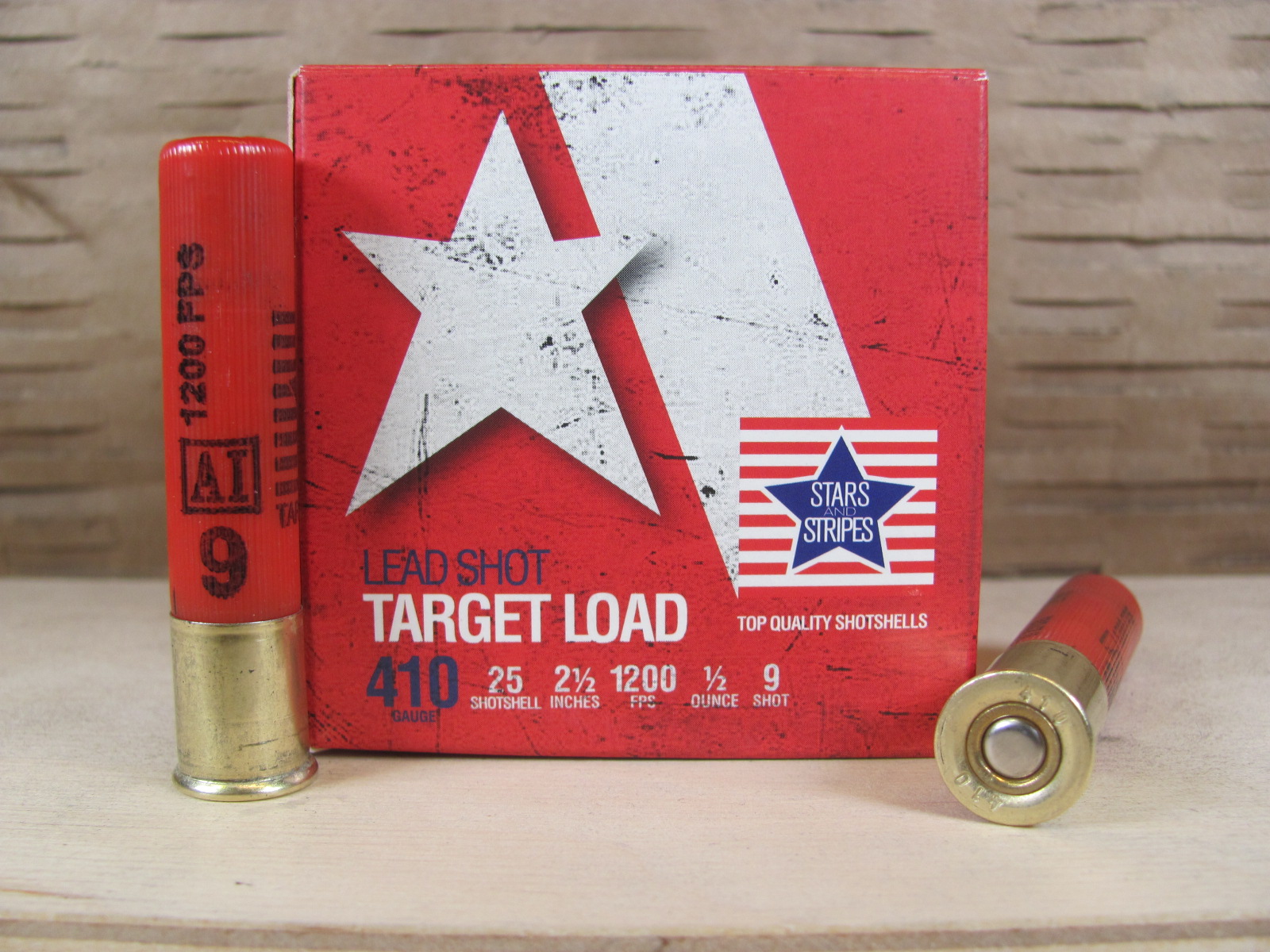 25 Round Box - 410 Gauge 2.5 Inch 1/2 Ounce 9 Shot Stars and Stripes Target  Load Ammo