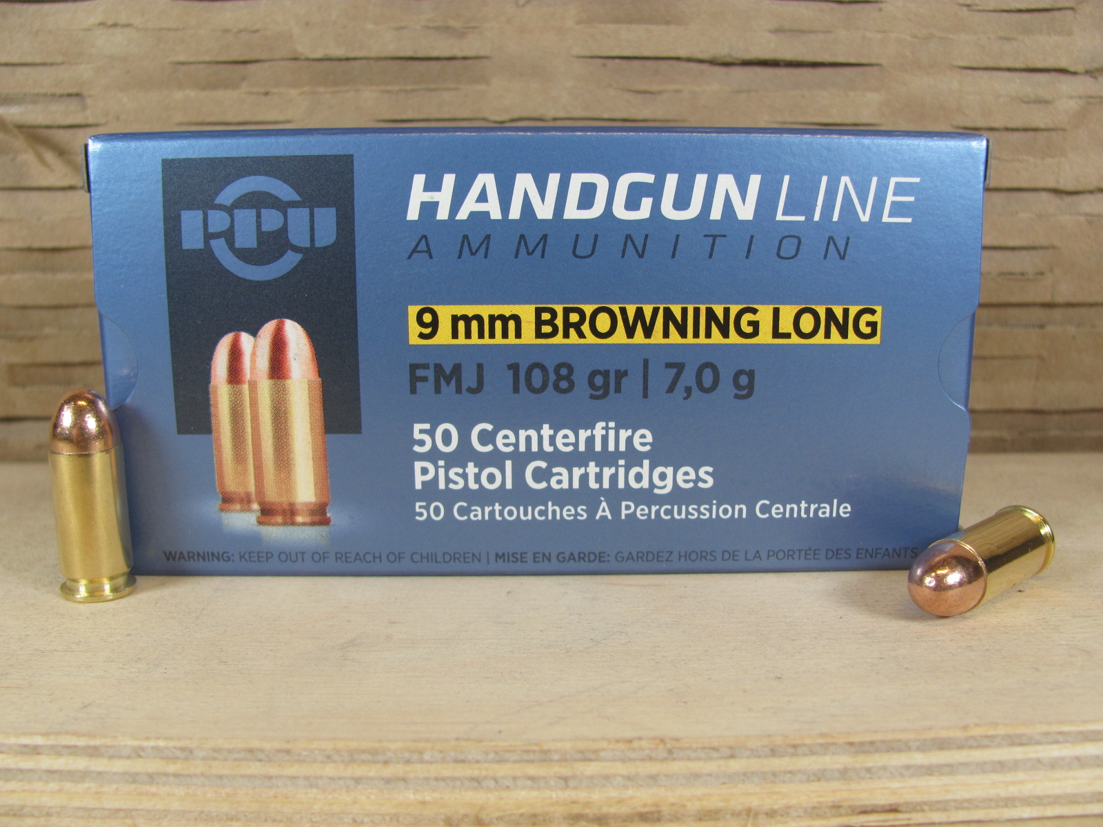 50 Round Box - 9mm Browning Long 108 Grain FMJ Ammo by Prvi Partizan ...