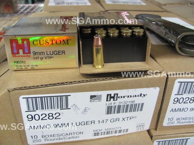 25 Round Box - 9mm Luger 147 Grain XTP Hollow Point Ammo by Hornady - 90282