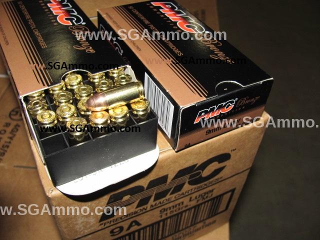 1000 Round Case - 9mm Luger 115 Grain FMJ - PMC Ammo - 9A