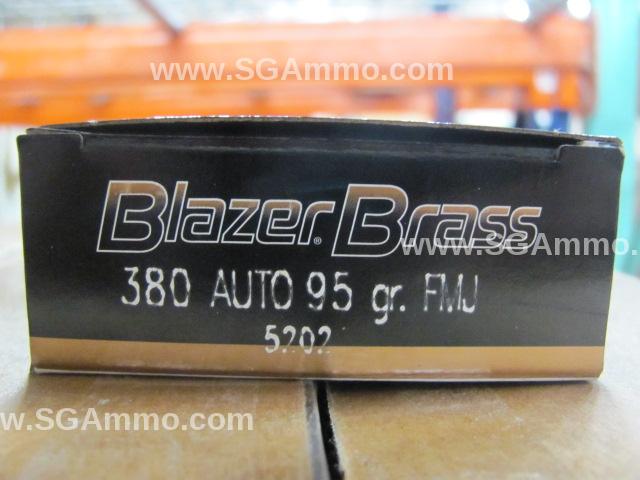 1000 Round Case - 380 Auto 95 Grain FMJ Brass Blazer Ammo - 5202