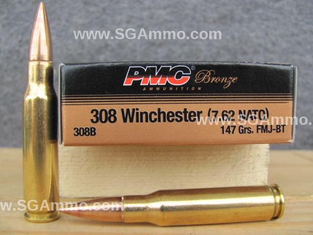 500 Round Case - 308 Win 147 Grain FMJ PMC Bronze Ammo 308B
