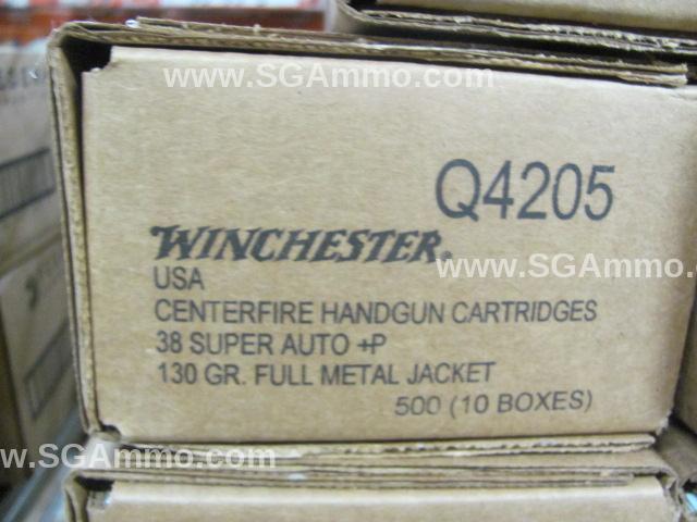 500 Round Case - 38 Super Auto +P Winchester 130 Grain FMJ Ammo - Q4205 - Read Description Warning