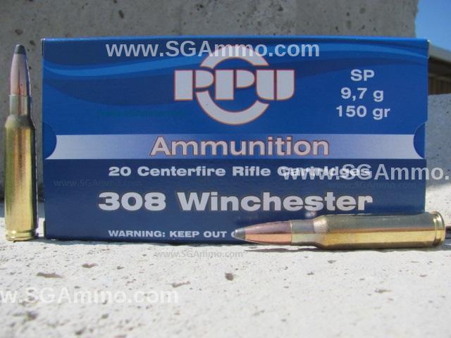 200 Round Case - 308 Win 150 Grain Soft Point Hunting Ammo by Prvi Partizan - PP3081