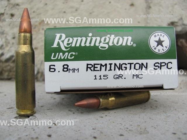 200 Round Case -  6.8 SPC Remington UMC 115 Grain FMJ MC Ammo L68R2