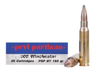 200 Round Case - 308 Win 165 Grain Pointed Soft Point Prvi Partizan ammo - PP3082