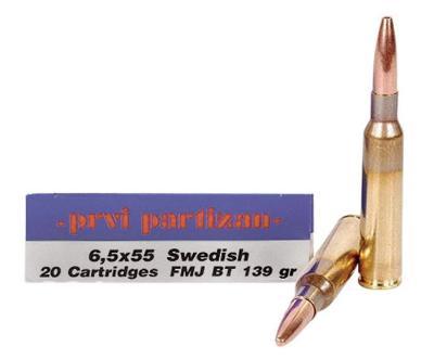 20 Round Box - 6.5x55 Swedish 139 Grain FMJ Prvi Partizan Ammo - PP6SWF