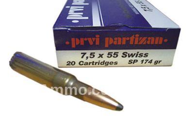 200 Round Case - 7.5x55 Swiss 174 Grain Soft Point Prvi Partizan Ammo - PP7SS