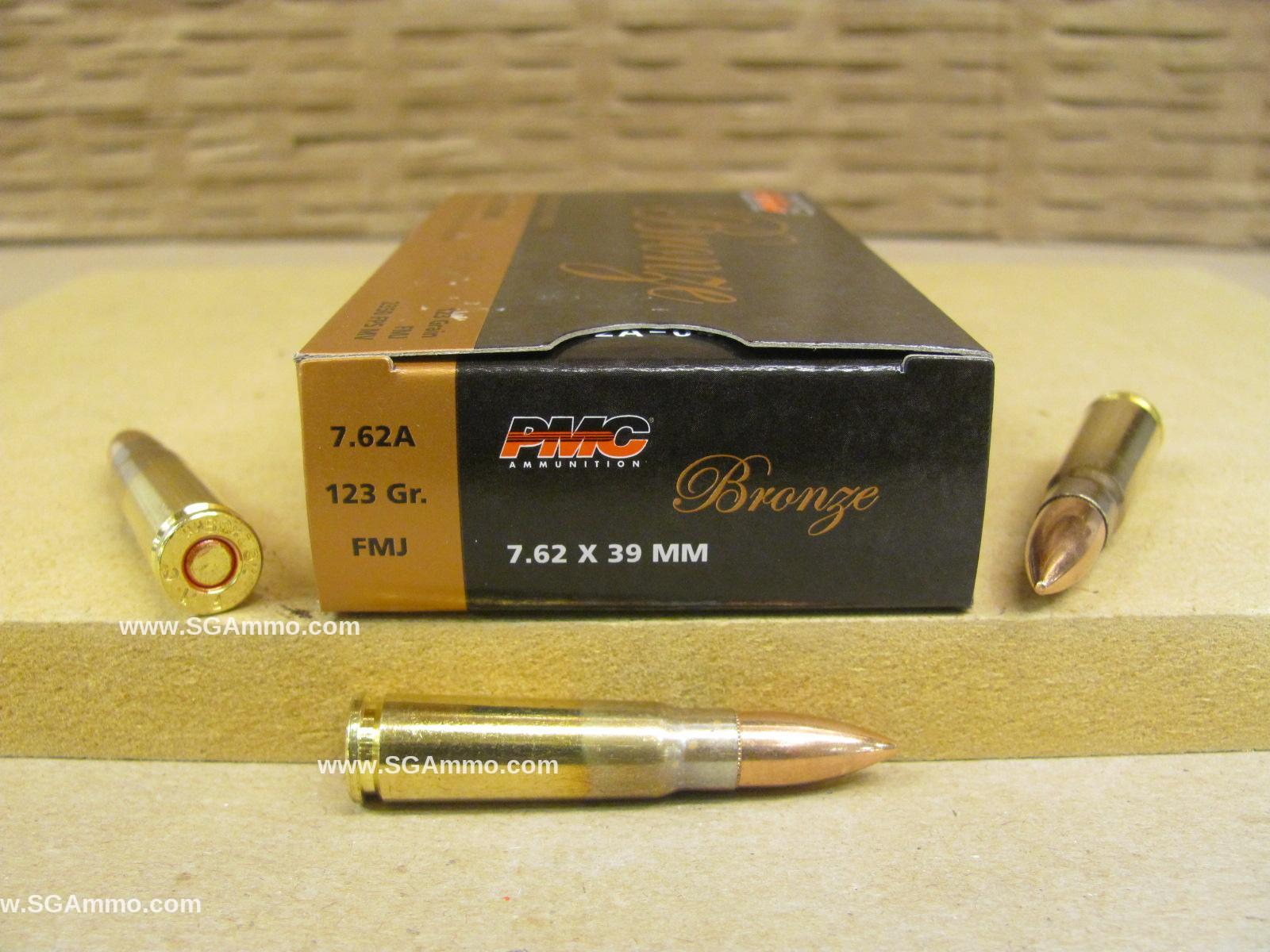 500 Round Case - 7.62x39 123 Grain FMJ Non-Magnetic Projectile Brass Case PMC Ammo - 762A