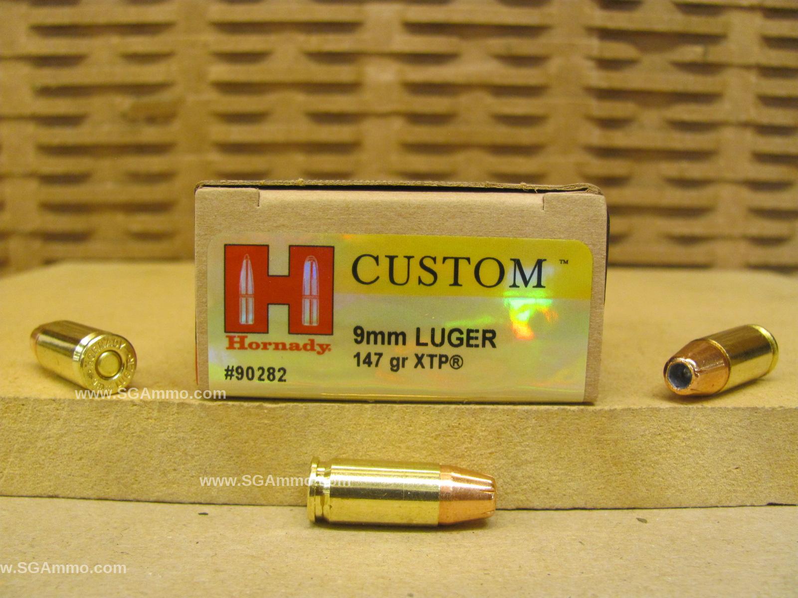 25 Round Box - 9mm Luger 147 Grain XTP Hollow Point Ammo by Hornady - 90282