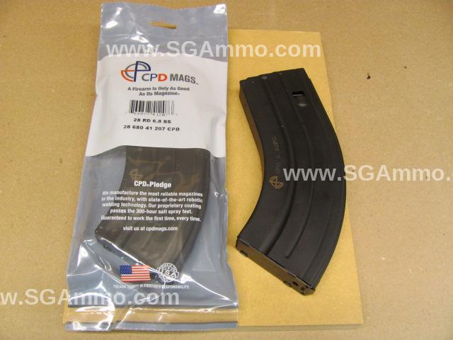 28 Round Mag - AR-15 6.8 SPC C-Products Defense Black Stainless Steel Body w/Gry Follower - 2868041207CPD