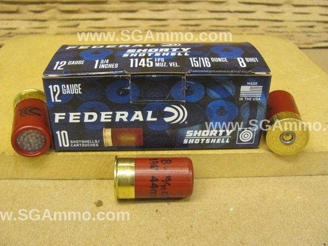 100 Round Case - 12 Gauge 1 3/4 Inch 15/16 Ounce 8 Shot Federal Shorty Shotshell Ammo - SH1298 