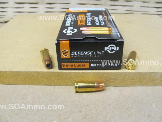 1000 Round Case - 9mm Luger 115 Grain Jacketed Hollow Point Brass Case Prvi Partizan Ammo - PPD91
