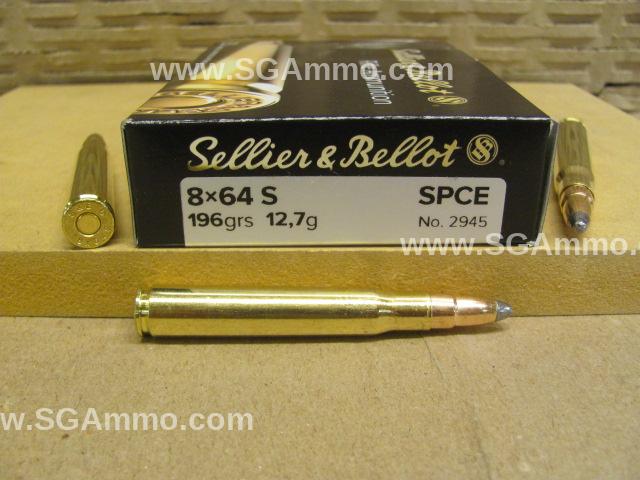 20 Round Box - 8X64 S 196 Grain SPCE Sellier & Bellot Ammo - SB864SA