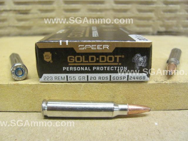 200 Round Case - 223 Rem 55 Grain GDSP Speer Gold Dot Personal Protection Ammo - 24468