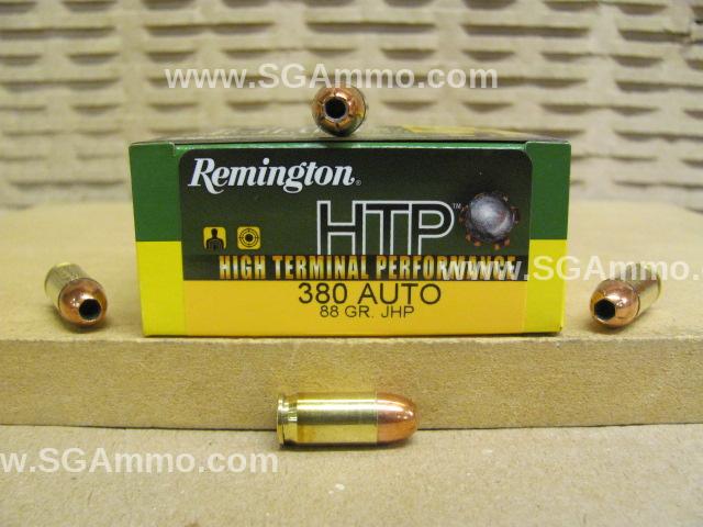 20 Round Box - 380 Auto 88 Grain JHP Remington HTP Ammo - RTP380A1A