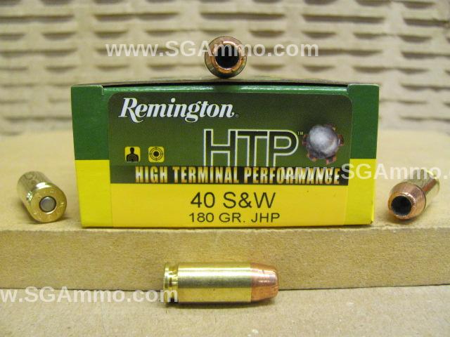 20 Round Box - 40 SW 180 Grain JHP Remington HTP Ammo - RTP40SW2A