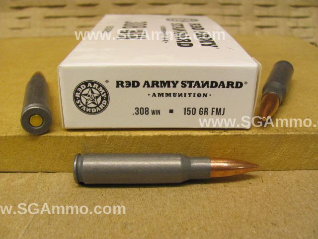 500 Round Case - 308 Win 150 Grain Steel Case FMJ Red Army Standard Ammo - AM3090