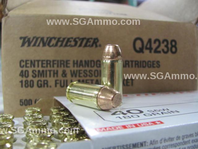 50 Round Box - 40 SW 180 Grain FMJ Winchester Ammo - Q4238 