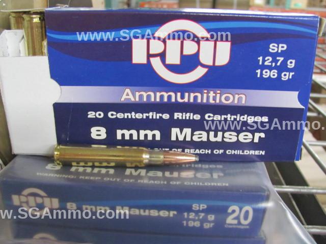 200 Round Case - 8mm Mauser Soft Point 196 Grain Prvi Partizan Ammo - PP8S