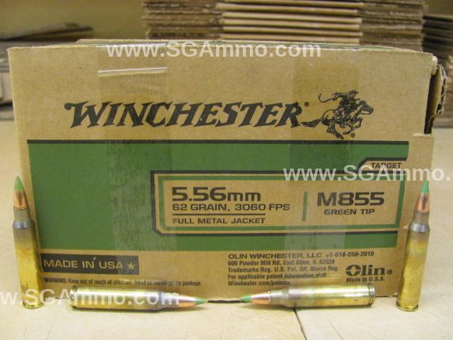 800 Round Case - Winchester 5.56mm 62 Grain M855 Green Tip Lake City Ammo For Sale - WM855200