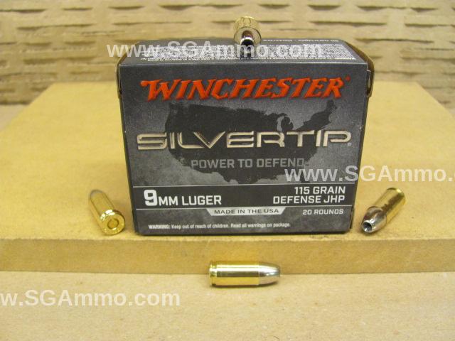 200 Round Case - 9mm Luger 115 Grain Winchester Silver Tip Hollow Point Ammo - W9MMST