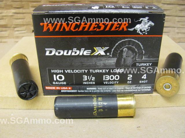 10 Round Box - 10 Gauge 3-1/2 Inch 2 Oz. Number 4 Shot Winchester Double X Turkey Load Ammo - STH104