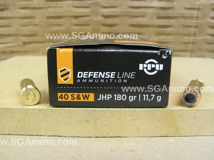 50 Round Box - 40 Cal SW 180 Grain JHP Prvi Partizan Defense Line Ammo - PPD40