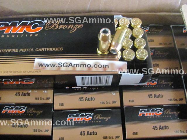 50 Round Box - 45 Auto / ACP PMC 185 Grain JHP Hollow Point Ammo - 45B