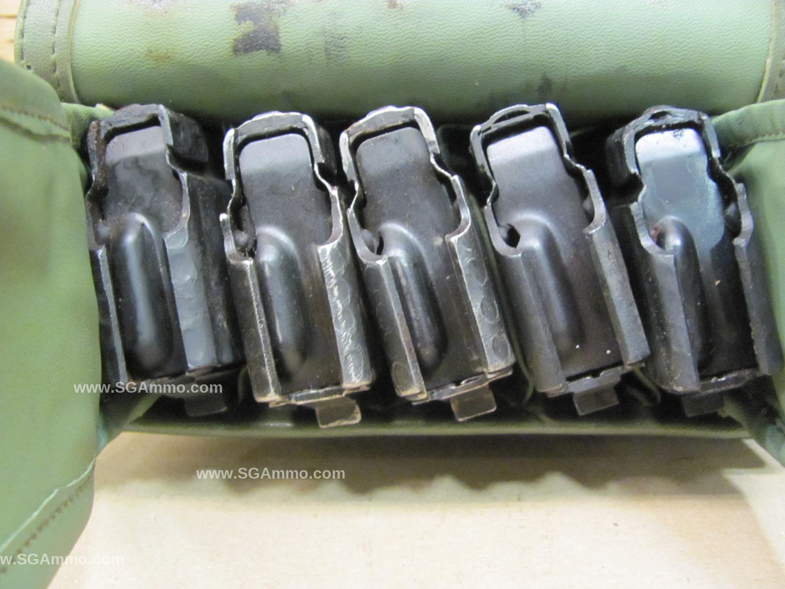 5 x 30 Round AK-47 Mags in Vinyl Pouch - Used Condition Fair to Excellent - Sold AS-IS - Hungarian Military Surplus Steel Magazines