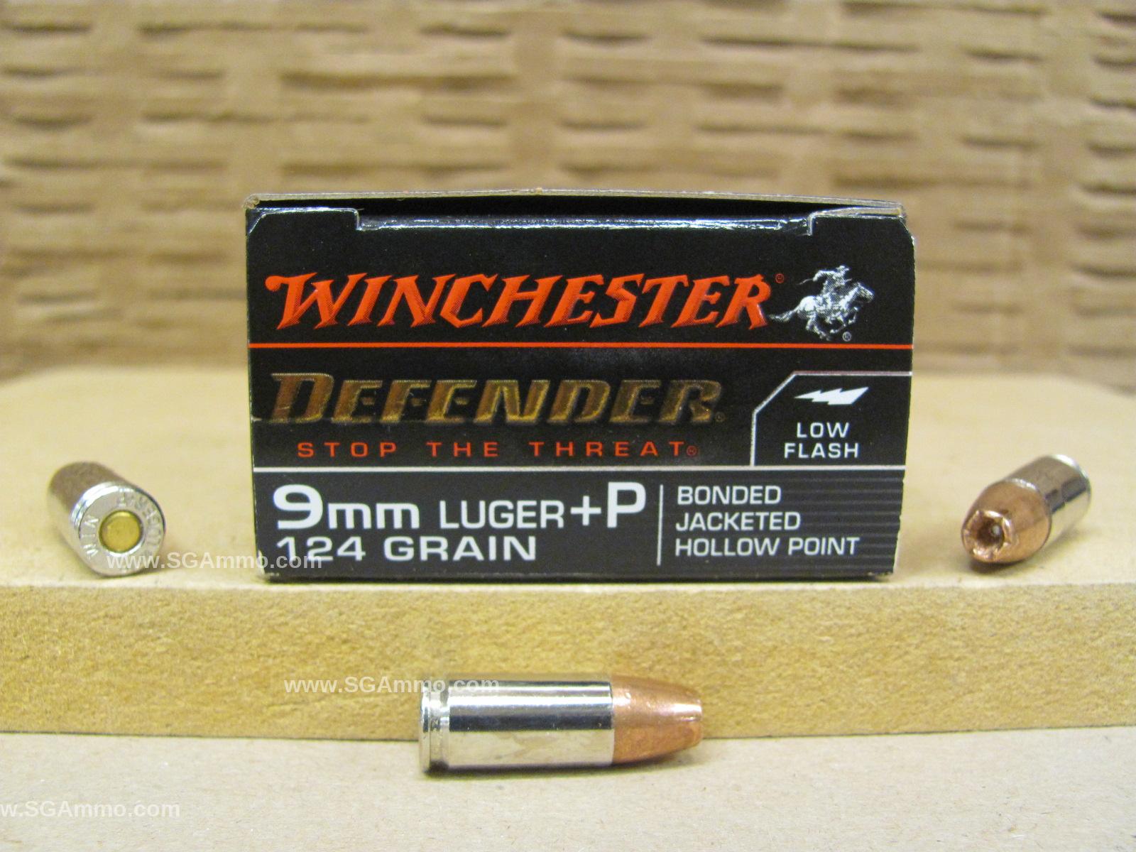 200 Round Case - 9mm Luger +P 124 Grain Bonded Hollow Point - Winchester PDX1 Defender - S9MMPDB 