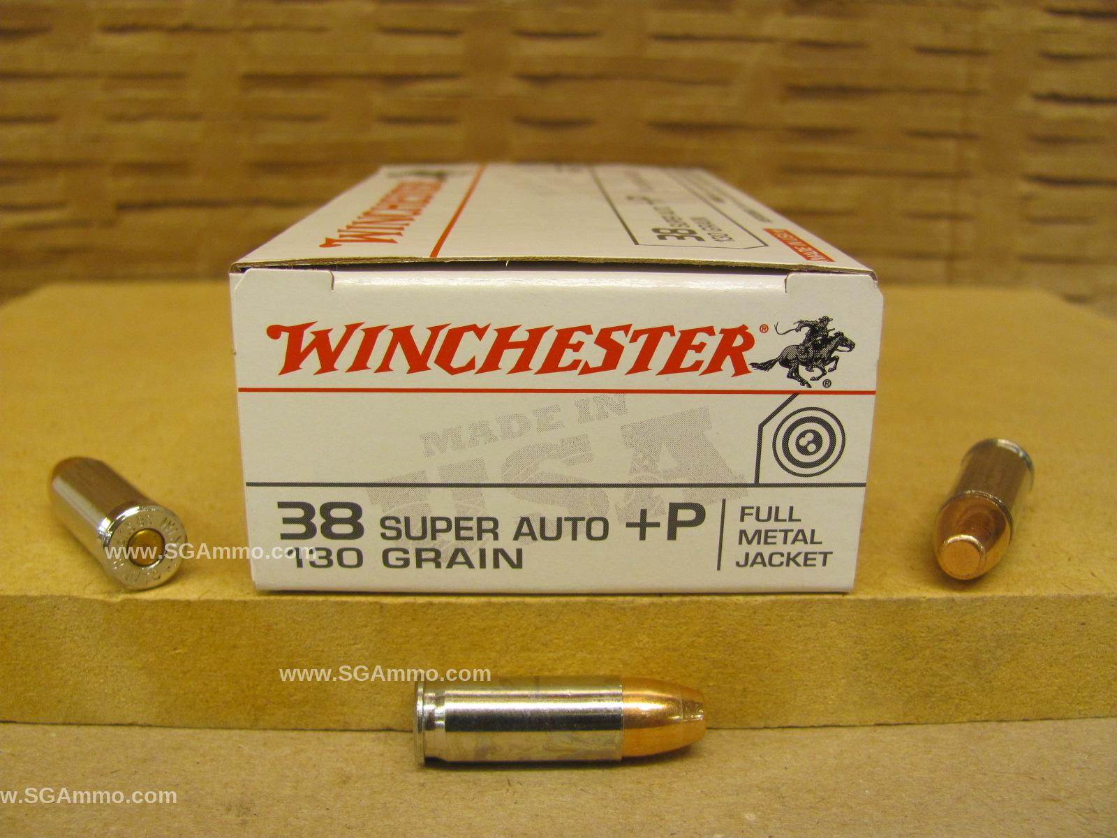 50 Round Box - 38 Super Auto +P Winchester 130 Grain FMJ Ammo - Q4205 - Read Description Warning