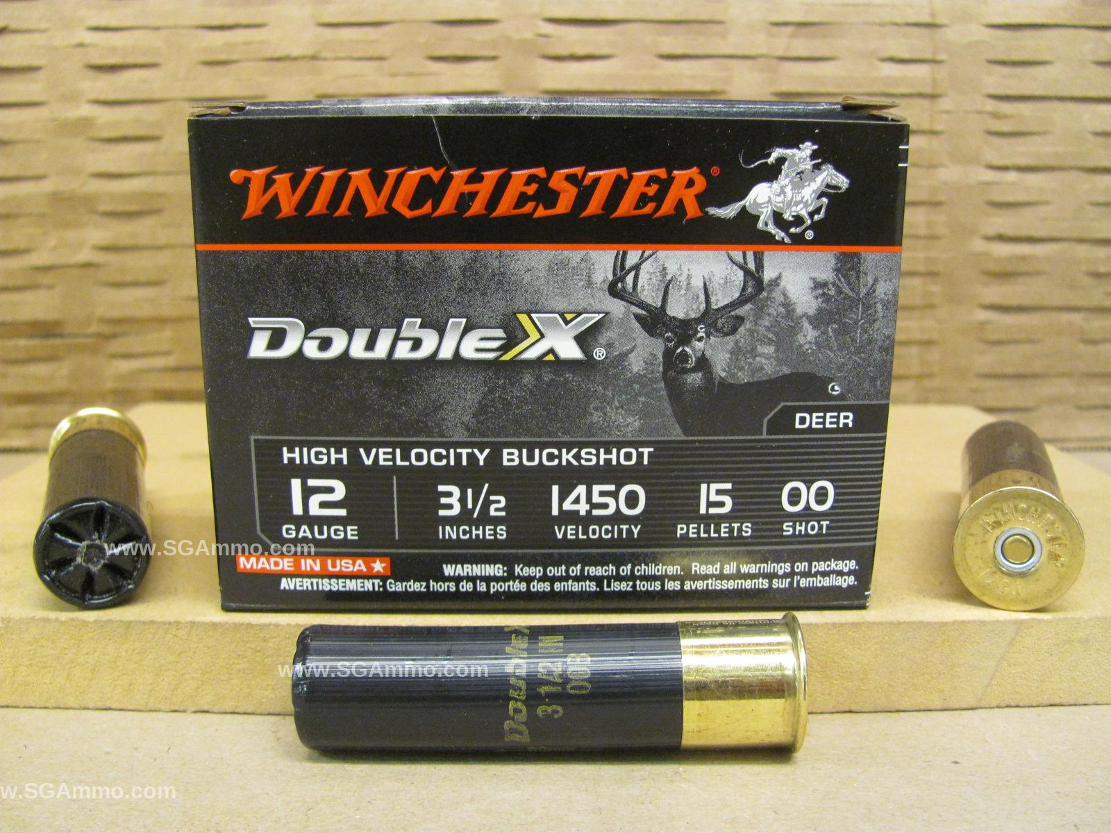 250 Round Case - 12 Gauge 3.5 Inch 15 Pellet 00 Buck Winchester High Velocity Buckshot Ammo - SB12L00