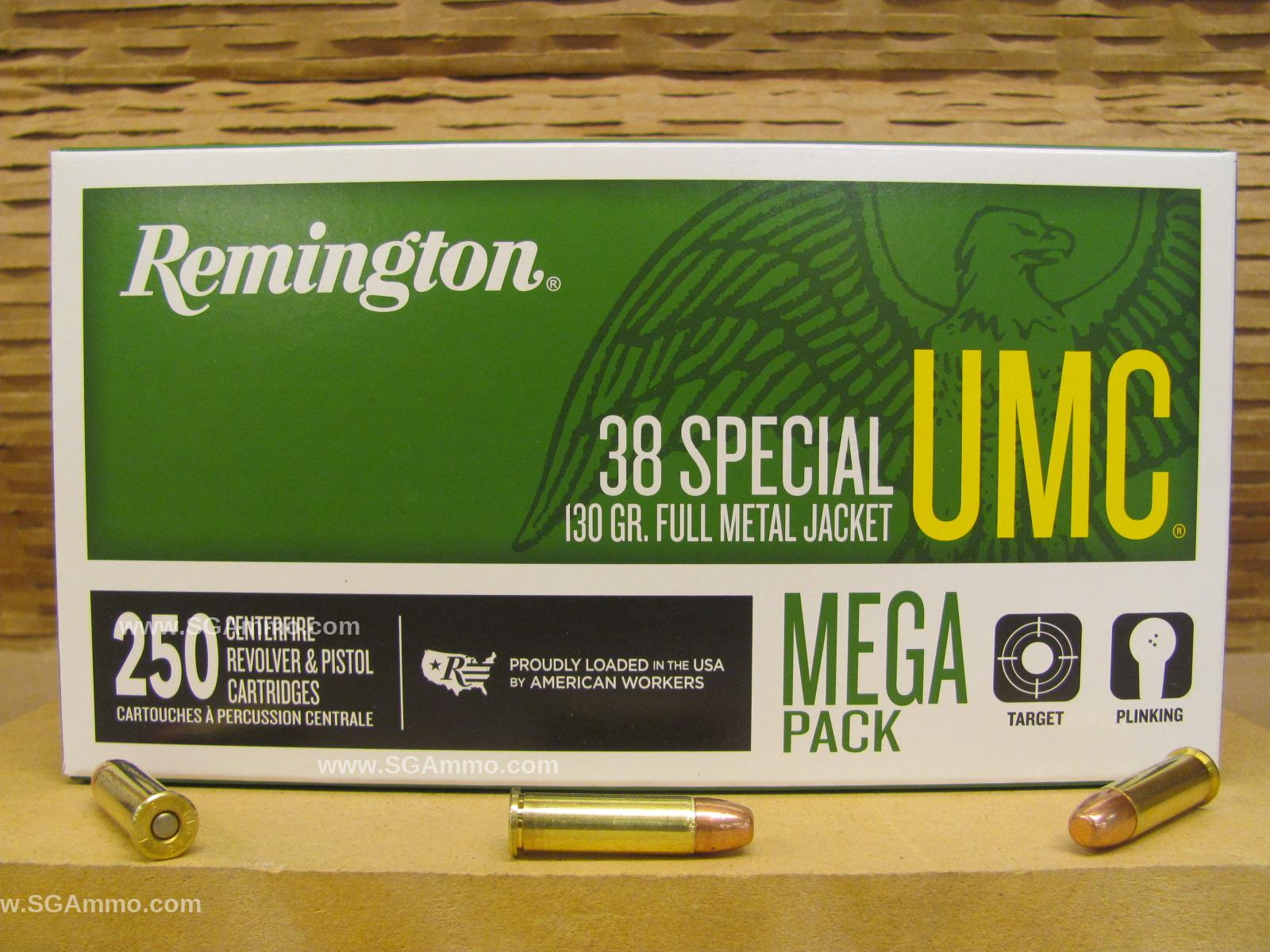 250 Round Box - 38 Special 130 Grain FMJ Remington UMC Ammo - L38S11A