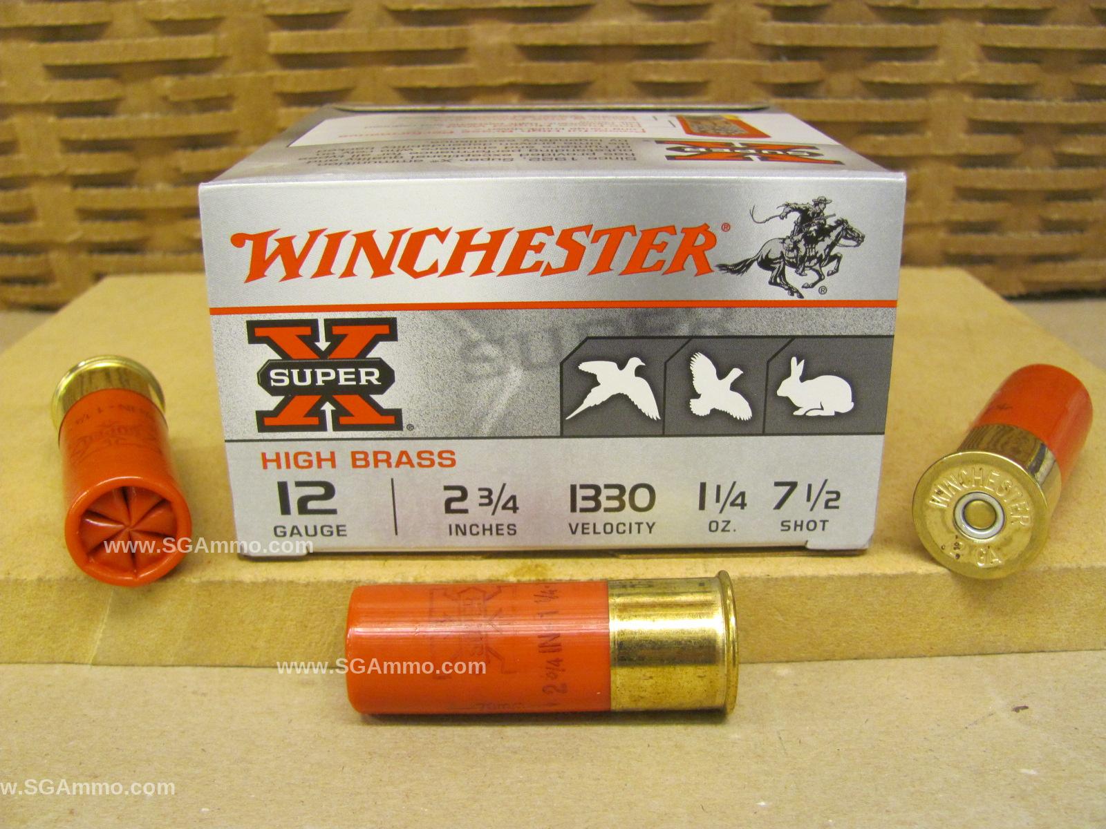 25 Round Box - 12 Gauge 2.75 Inch 1-1/4 Ounce 7.5 Shot Winchester High Brass Game Load Ammo - X127 