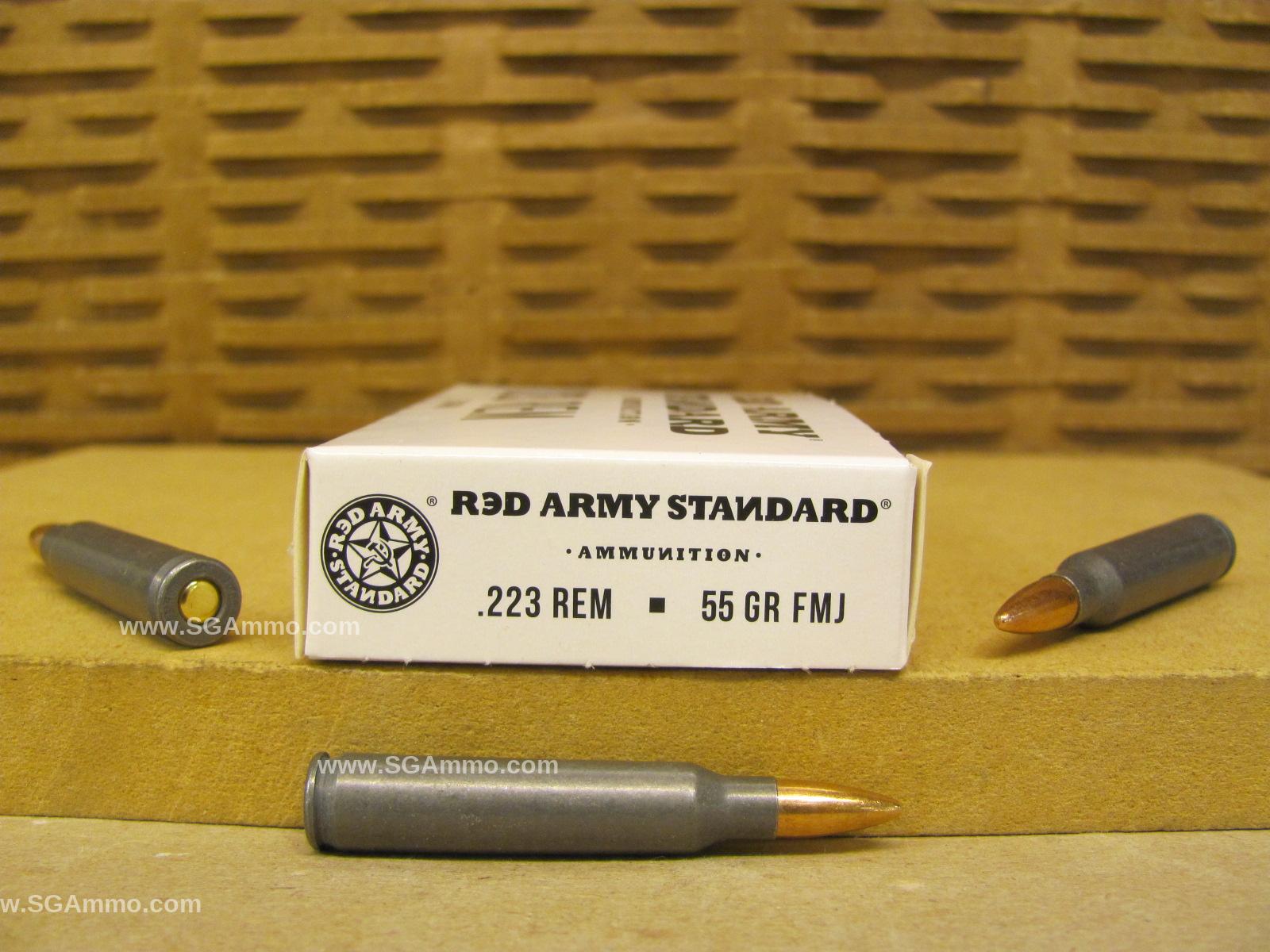 1000 Round Case - 223 Rem 55 Grain FMJ Steel Case Red Army Standard Ammo Made in Russia - AM3089