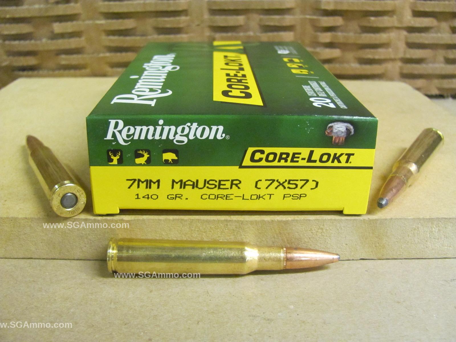 200 Round Case - 7mm Mauser 140 Grain Pointed Soft Point Core-Lokt Remington Ammo - R7MSR1