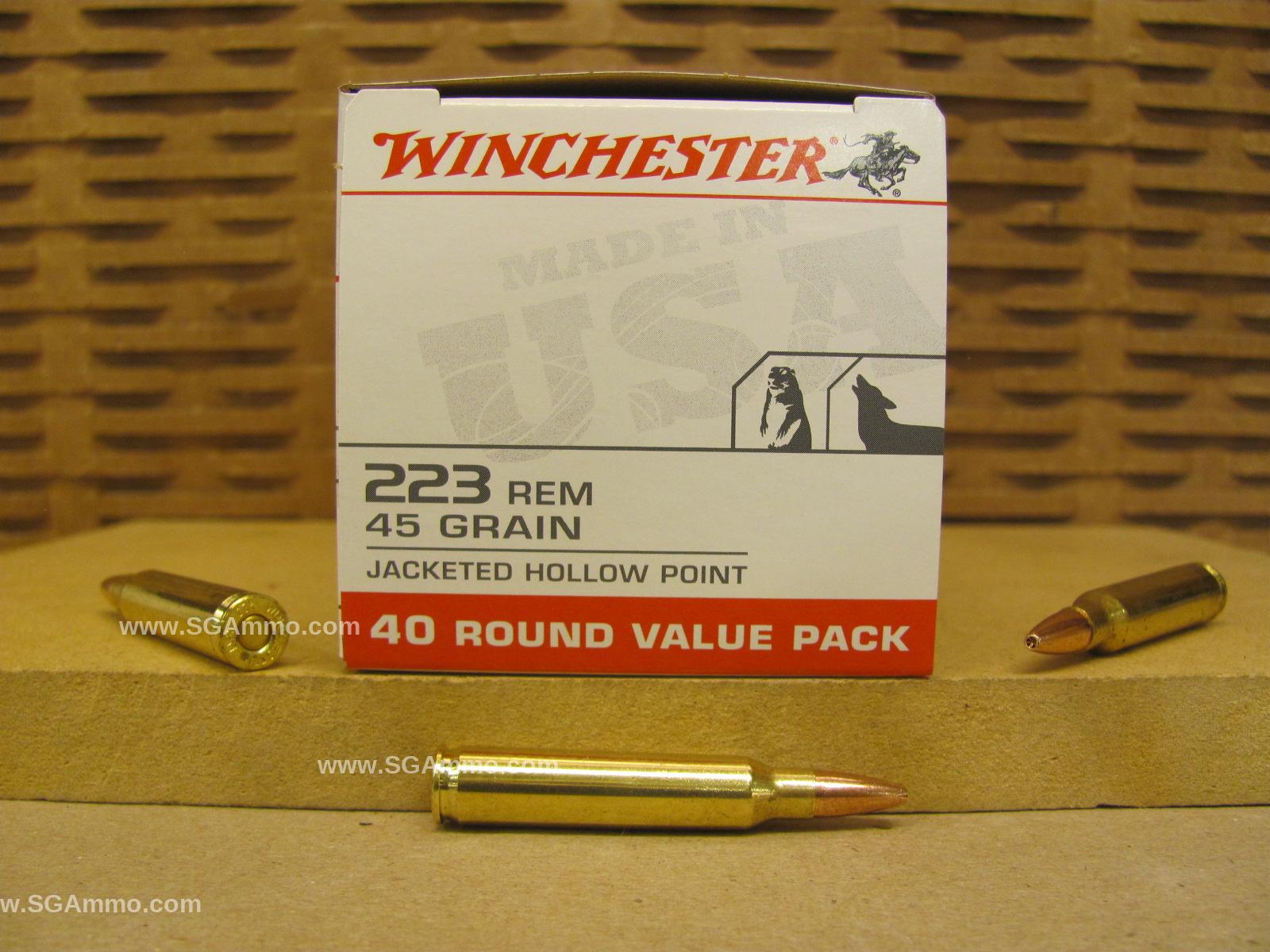 400 Round Case - 223 Rem JHP 45 Grain Varmint Ammo Winchester - USA2232