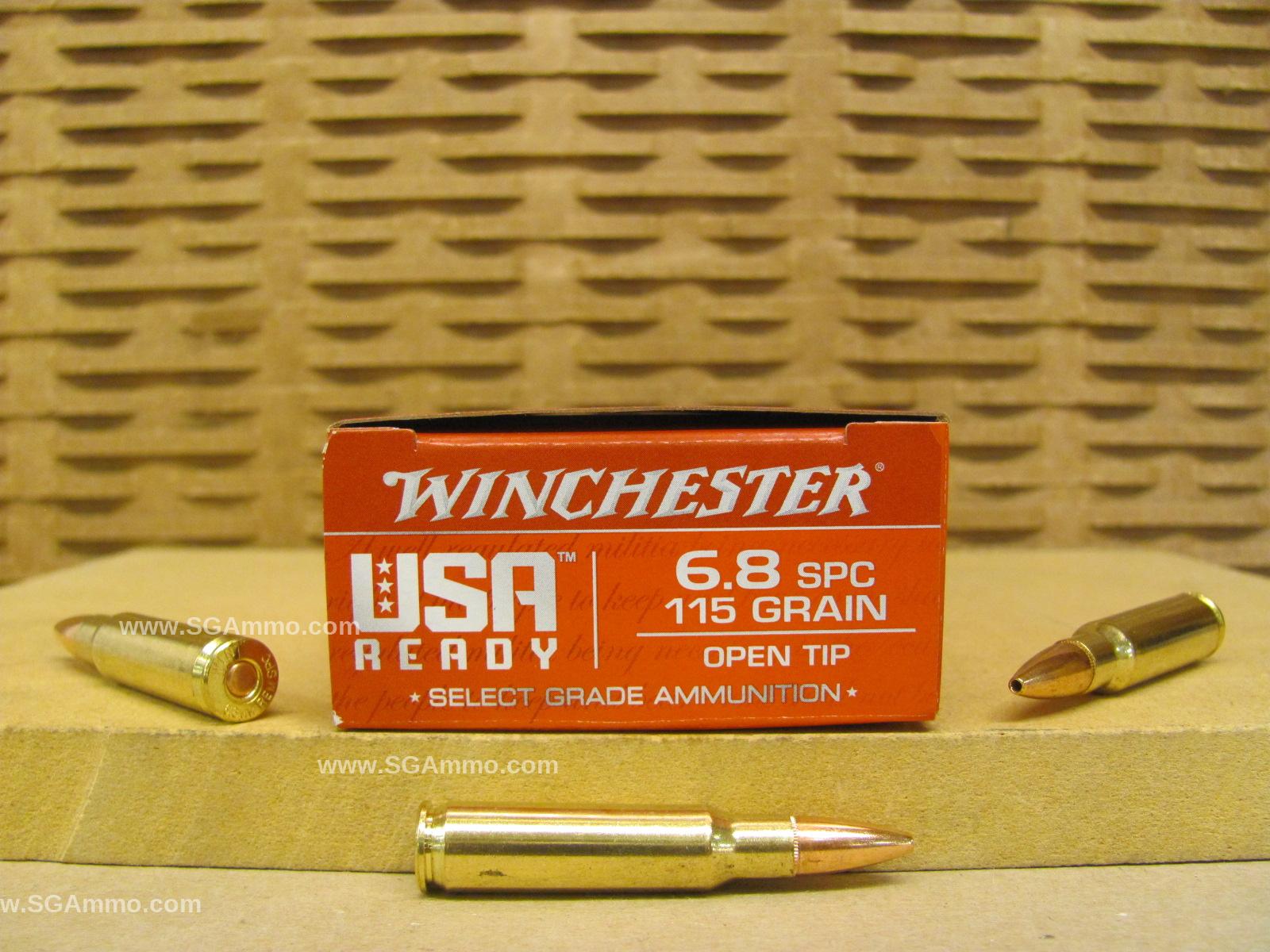 200 Round Case - 6.8 SPC 115 Grain Open Tip Winchester Ammo - RED68SPC