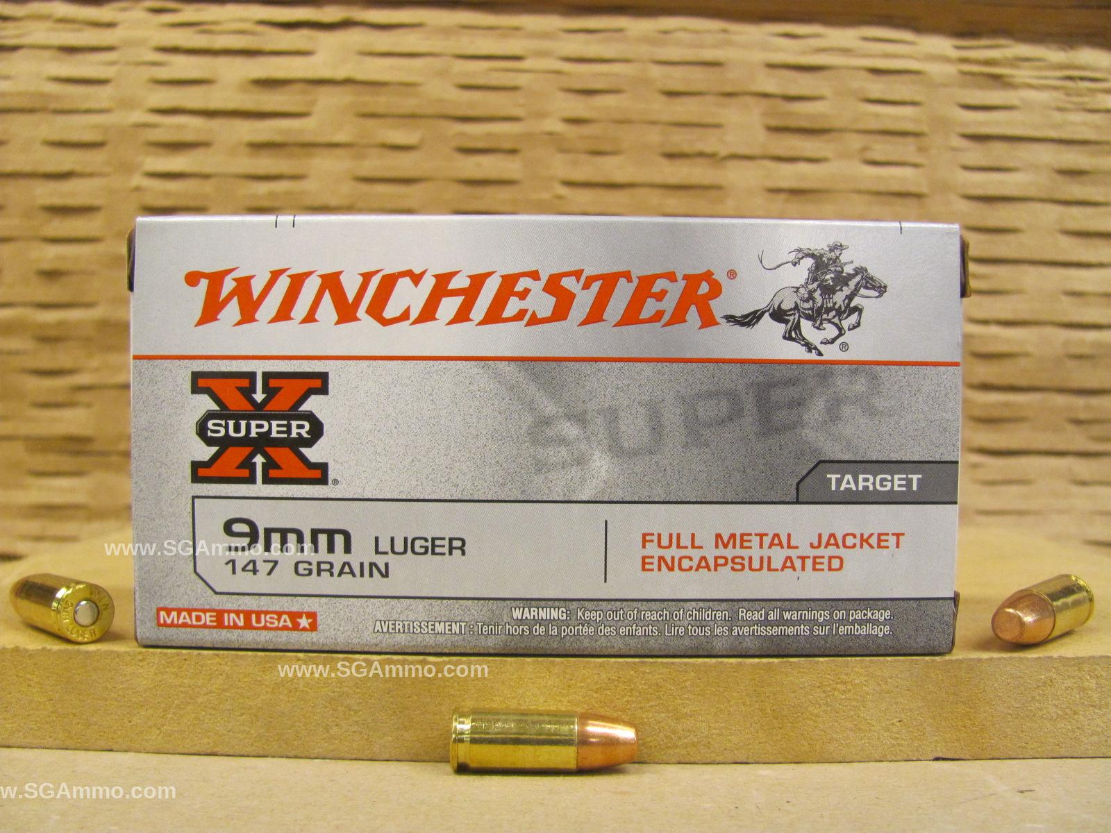 500 Round Case - 9mm Luger 147 Grain FMJ Encapsulated Subsonic Winchester Ammo - X9MMSU2C