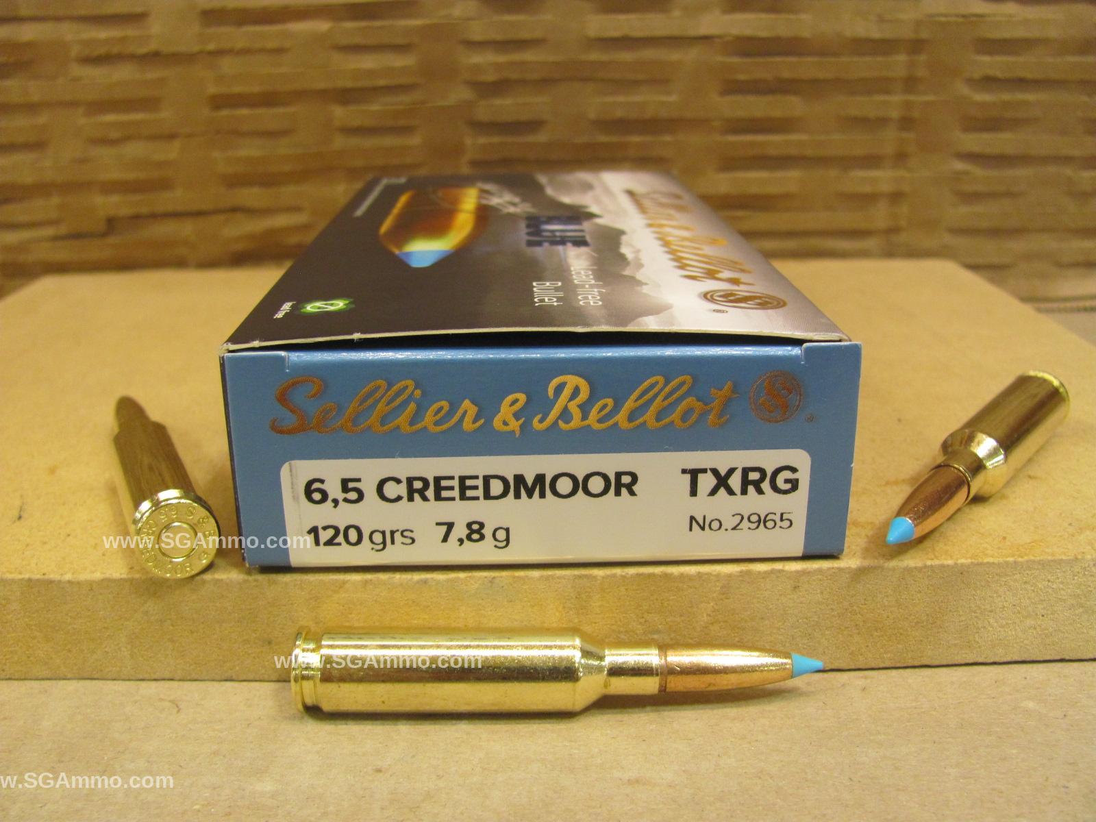 20 Round Box - 6.5 Creedmoor 120 Grain TXRG Sellier Bellot Exergy Ammo - SB65XA
