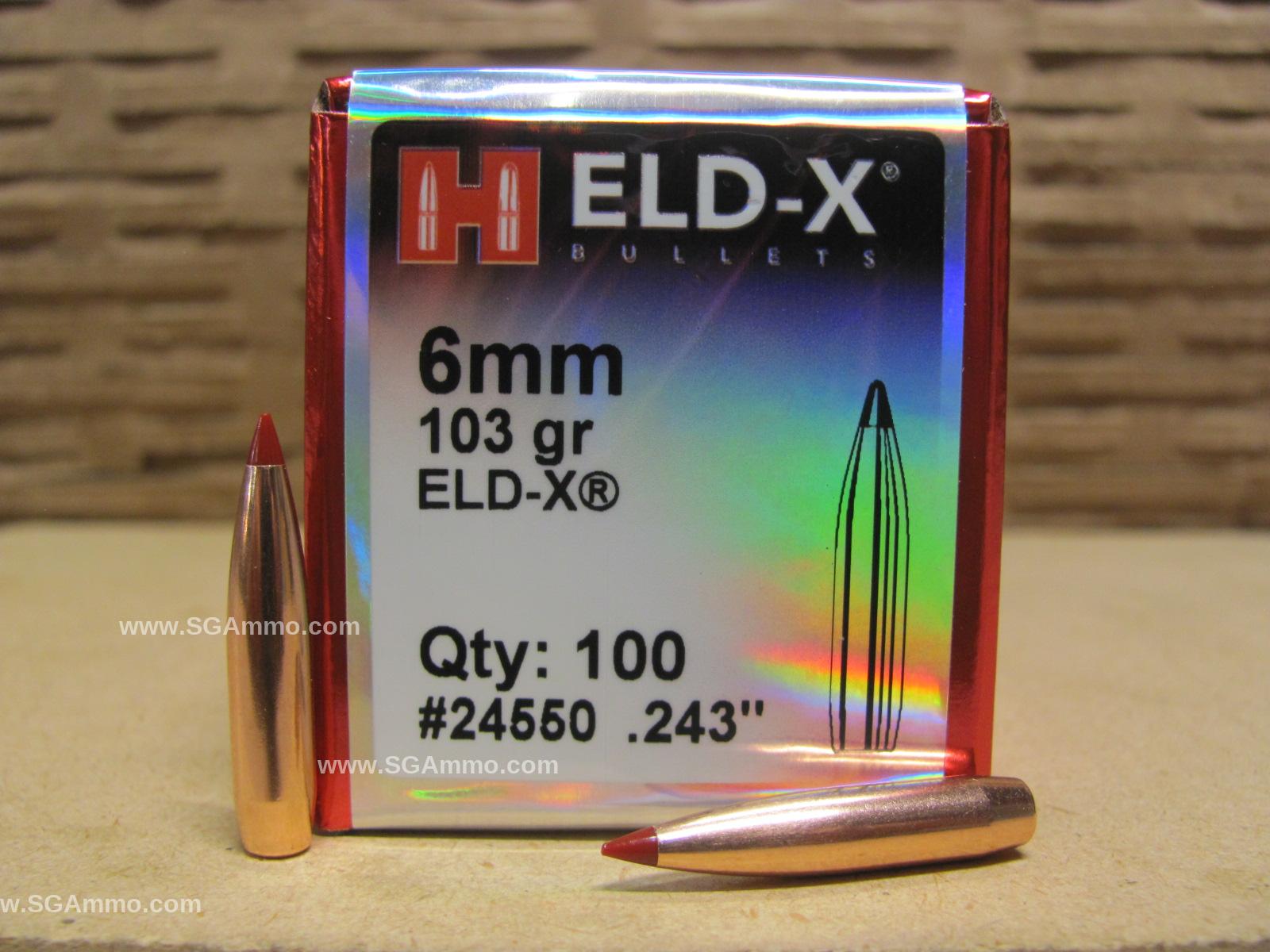 100 Count Box - 6mm 103 Grain ELD-X Projectile For Handloading .243