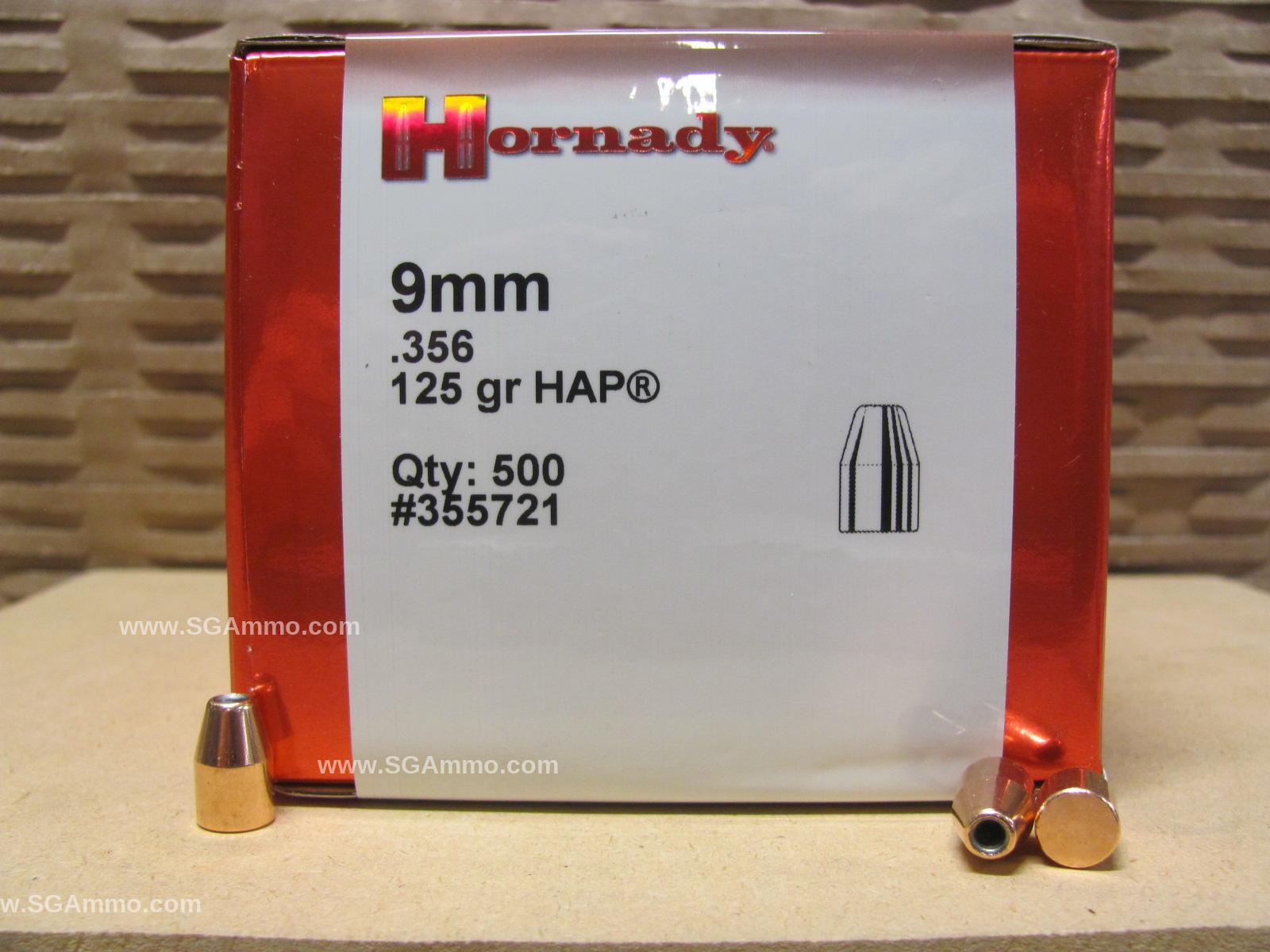500 Count Box - 9mm 125 Grain HAP Projectile For Handloading .356