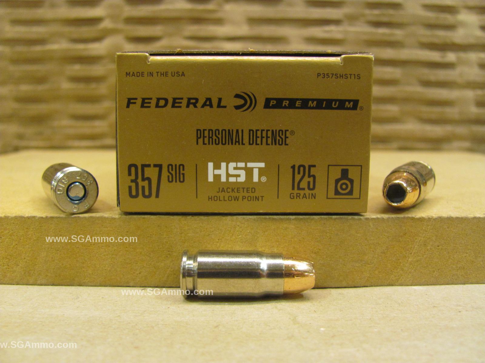 20 Round Box - 357 Sig 125 Grain Jacketed Hollow Point Federal HST Ammo - P357SHST1S