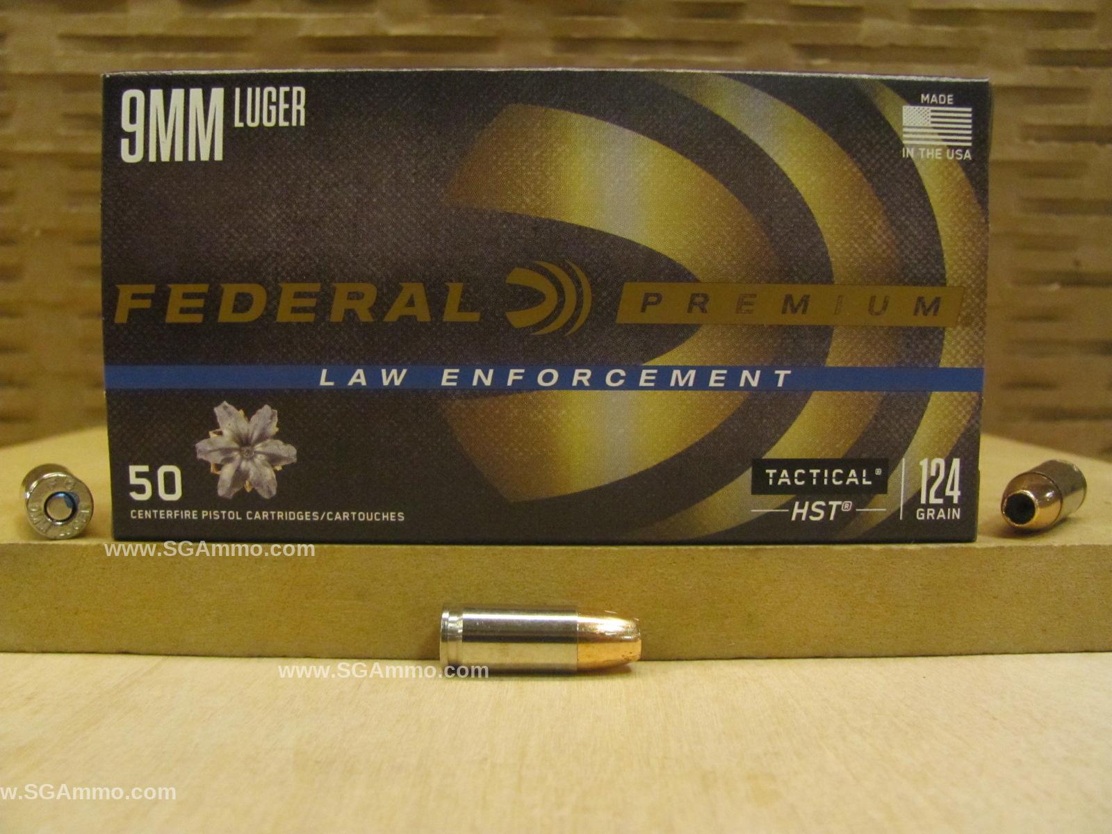 1000 Round Case - 9mm Luger Federal HST 124 Grain HP Hollow Point LE Ammo - P9HST1