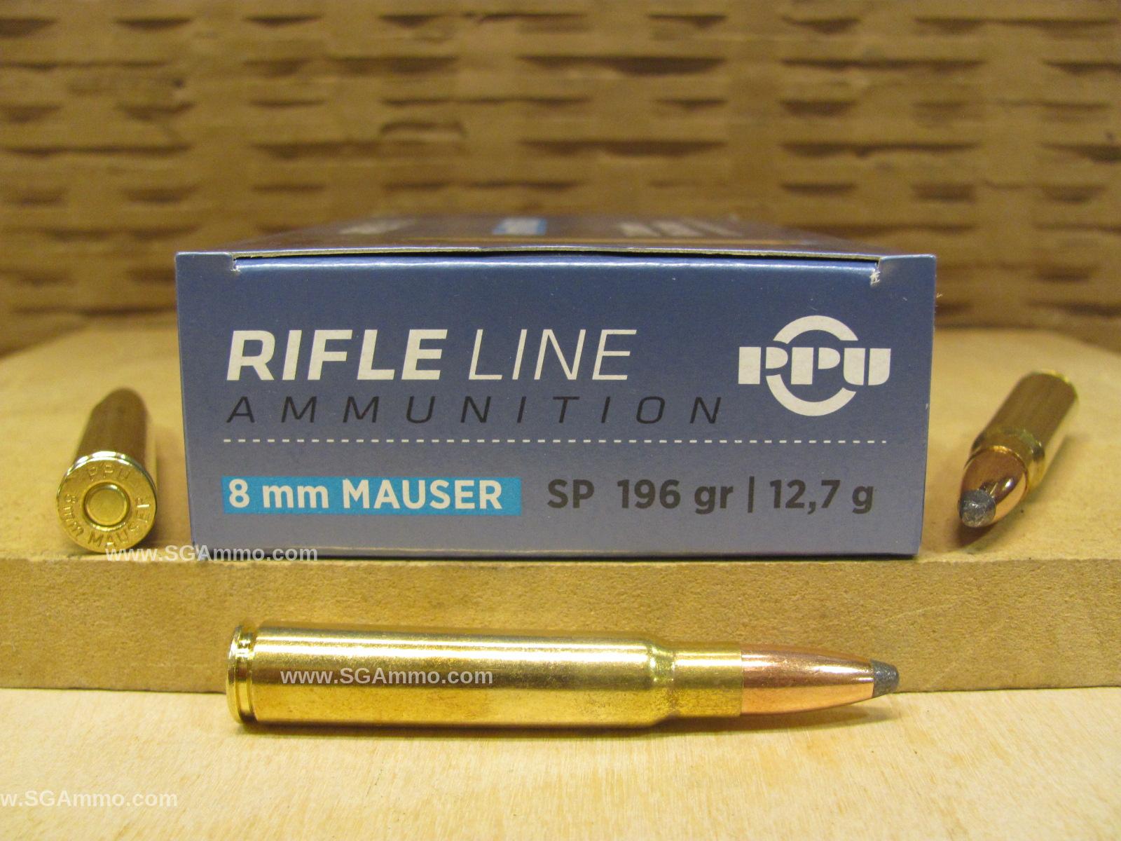 100 Round Plastic Can - 8mm Mauser Soft Point 196 Grain Prvi Partizan Ammo - PP8S - Packed in Small Plastic Canister