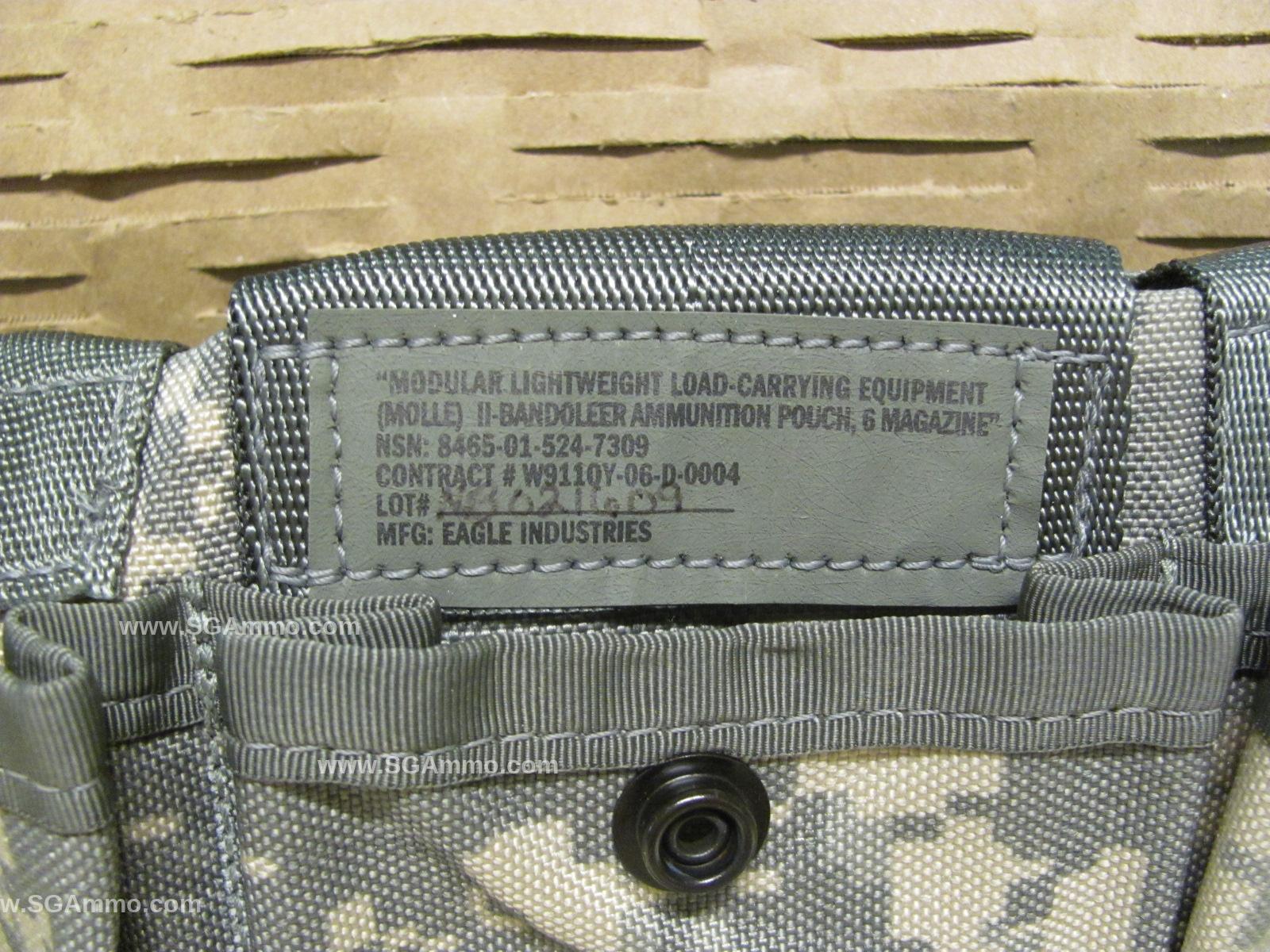 Empty Molle II Bandoleer Ammo Pouch - Holds 6 x 30 Round 5.56 cal AR15 Mags