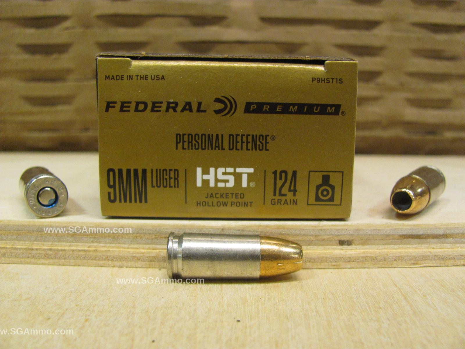 20 Round Box - 9mm Luger Federal HST 124 Grain Hollow Point  Ammo - P9HST1S