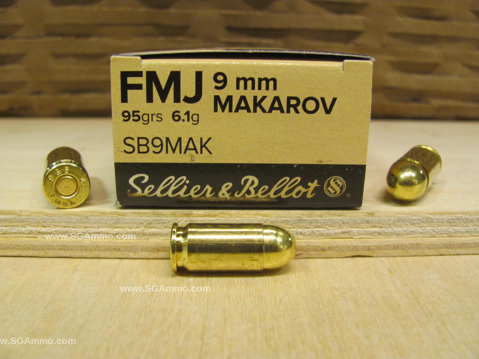 500 Round Plastic Can - 9x18 Makarov Brass Case FMJ Sellier Bellot Ammo - SB9MAK - Packed in Plastic Canister