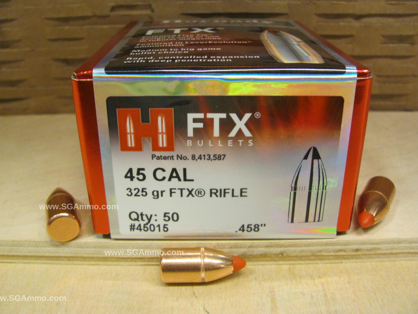 50 Count Box - 45 Cal 325 Grain FTX Rifle Projectile For Handloading .458